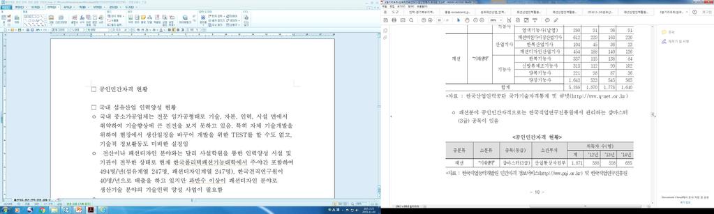 국가기술자격현황 ㅇ '13년섬유산업산업기술인력구인, 채용및퇴사인력모두전년대비신입자는감소한반면, 경력자는증가함.