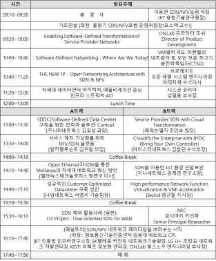 라. OVNC 2015 개최 o ( 목적 ) SDN의현재를진단하고, 기업들이이를통해기존의인프라를차세대환경으로어떻게혁신할수있는지방안을공유 o ( 일시 )