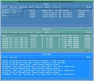 LoadLeveler 를사용한작업실행 (2/2) LoadLeveler X 윈도우 GUI 프로그램 : xloadl DISPLAY 환경변수설정 : X 클라이언트측 $ export DISPLAY=YOUR_SERVER_IP:. xhost 연결허가 : X 서버측 $ xhost + nobela.supercomputing.re.