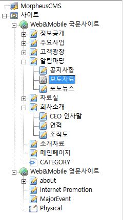 카테고리및권한관리 트리구조로사이트의서비스 ( 메뉴 ) 구조를무한대로생성할수있으며이미지,