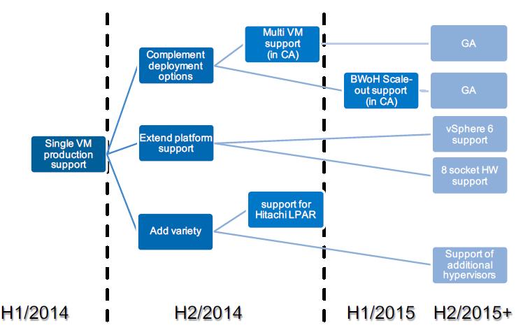 SAP HANA on VMware - Status Today General support for SAP HANA on VMware vsphere 5.1 in nonproduction General support for single SAP HANA VMs on VMware vsphere 5.