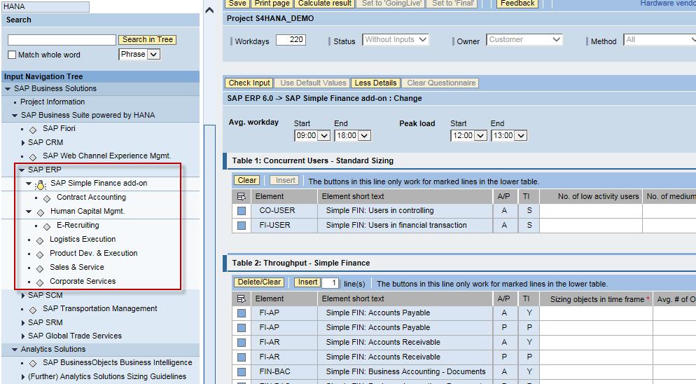 SAP HANA on VMware Sizing 시고려사항 [ SAP ERP 신규구축 ] SAP Quick Sizing