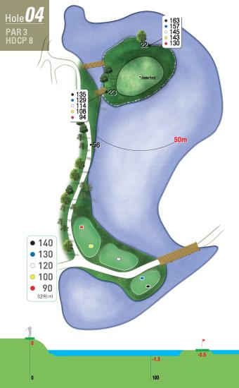 L A K E [ 바다 ] 레이크코스 Hole 4 4 홀아마추어평균타수 : 4 그린분석 Hole 4