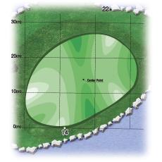 정확한 Iron Shot 을요구하는 Par3 Hole 로작은섬에 Ball