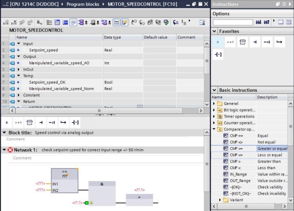 fi 그런다음, 끌어다놓기를사용하여 Comparator operations 의 Greater or equal 를 AND