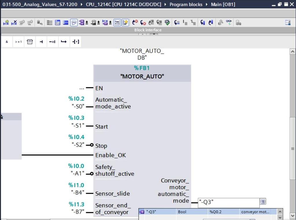 Conveyor_motor_automatic_mode 연결을 -Q3 ( 컨베이어모터 -M1 가변속도