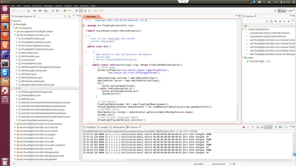 SDN Controller 구축매뉴얼 FloodlightLaunch target 생성하기 1. Run -> Run Configurations 클릭 2. Java Application 오른쪽클릭후 New 선택 3.