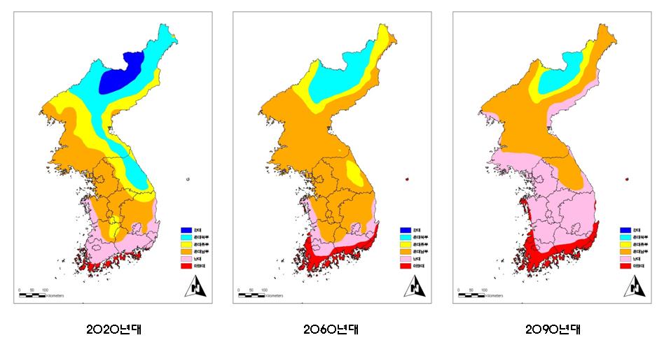 부문별 기후변화 영향 전망 2080년의 전국 평균 벼 생산성은 현재에 비해 14.