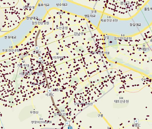 전국시내버스정류장의위치를나타내는데이터,