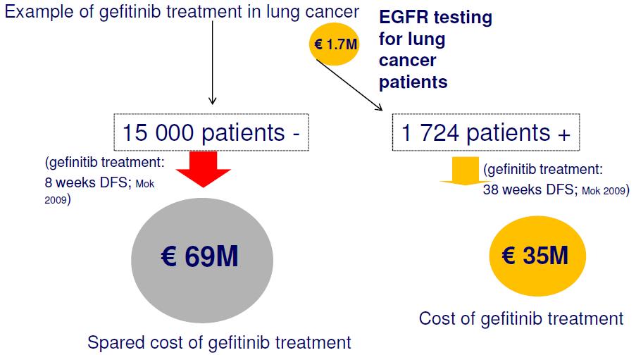84 개인유전체기반맞춤의료의현황과발전과제 인건비로 400 만유로를지원하고있다. 여기에각검사별로예산이추가로지원되는데, 예를들어 2008 년 KRAS 변이검사를위해서는 250 만유로가지원되었고, 2009년 EGFR 변이검사를위해서는 170 만유로가지원되었다 (Nowak et al., 2012: 482-483).