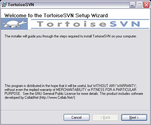 TortoiseSVN 설치화면 TortoiseSVN 은오직윈도우탐색기에서마우스오른쪽버튼을클릭하여나오는메뉴를통해서만사용할수 있습니다.