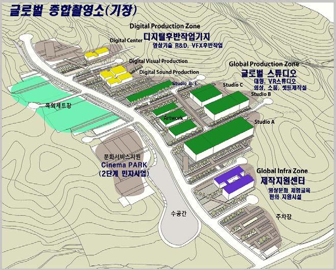 세부조성내용 < 표 2-1> 글로벌영상인프라세부조성내용 ( 단위 : m 2 ) 전용면적 공용면적 연면적 1,700평형 5,640 2,240 7,880 1,000평형 3,318 1,326 4,644 Studio ( 촬영스튜디오 ) 700평형 2,340 930 3,270 400평형 1,327 592 1,920 300평형 995 444 1,440 Sound