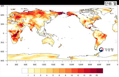 전세계이상기후 a) 이상고온발생일수 ( 최고기온 ) b) 이상저온발생일수 ( 최저기온 ) 아프리카중남부, 사우디아라비아, 러시아, 알래스카,
