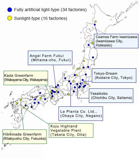 그림12. 일본내식물공장종류별분포현황 6.2. 일본식물공장종류별특징 1) 완전제어형식물공장 1 오즈산업 2008 년약 1 억엔을투자해 ( 주) 미라이시스템을도입하여사라다나, 로메인등의 엽채류를생산하는식물공장이다. 건물 2 층에위치한식물공장은에어샤워실, 견학실등을제외한실재배면적은 450m2( 약136 평) 이다.