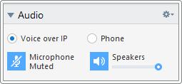 9 멀티미디어기능 파트너에게오디오를전송하는방법은다음과같습니다. 1. 세션중에원격제어창에서오디오 / 비디오 오디오를클릭하십시오. 오디오위젯이나타납니다. 2. VoIP 라디오를선택하십시오. 3.
