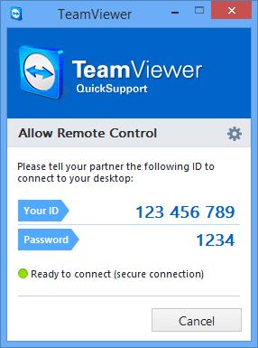 11 TeamViewer 모듈 QuickSupport 메인창 이모듈을사용해들어오는원격제어연결을수락할수있지만, 스스로나가는연결을수립할수는없습니다. 일반적으로이모듈은고객에게제공됩니다. TeamViewer 웹사이트에서자신만의환영문구와회사로고그리고기타유용한기능과함께사용자지정 TeamViewer QuickSupport 모듈을생성할수있습니다 (82페이지 11.