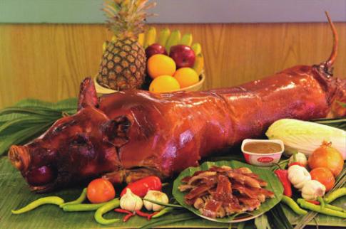 2) 전통음식 레촌 (Lechon) 레촌 (Lechon) 은크게숯불통구이를의미합니다.