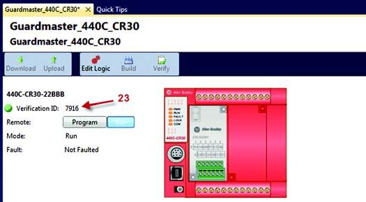 4 장 CR30 구성 23. CCW의검증 ID를확인합니다. ID는 CR30에저장됩니다. 통전시, CR30은내부프로세서가제대로작동하는지확인하는자체시험에이번호를사용합니다. CR30로부터구성을업로드할때 CCW는이검증 ID를표시합니다. ID는 CCW 프로젝트파일에저장되지않습니다.