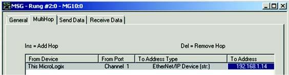 다음예는 Guardmaster 440C CR30 안전릴레이에데이터를쓰기위한명시적메시지의구성을보여줍니다. 1. 다음필드를구성하여 Guardmaster EtherNet/IP 네트워크인터페이스에서데이터어셈블리를읽는 MSG 명령을설정합니다.