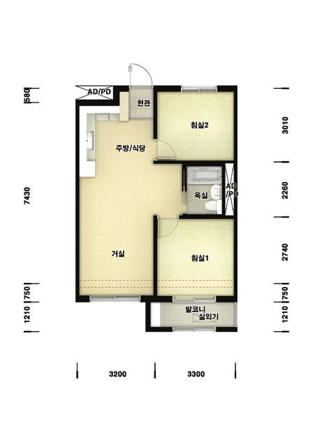 2876 m2 실별면적 거 실 8.06 m2 주방 / 식당 15.92 m2 침 실 1 8.28 m2 침 실 2 9.