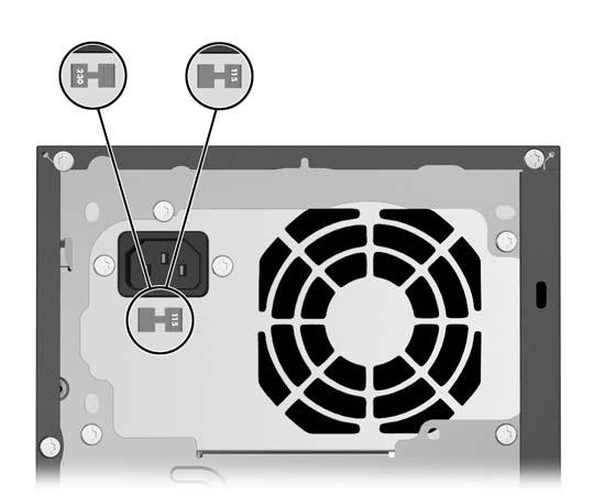 단계 2: 전압설정확인 전원공급장치의전압선택스위치가해당지역에맞는전압 (115V 또는 230V) 으로설정되어있는지확인합니다.
