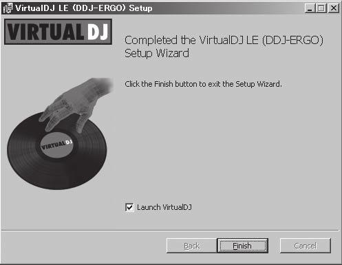 화면상의 [Launch VirtualDJ] 가체크되어있는경우, [Finish] 를클릭하시면, VIRTUAL DJ LE 이가동됩니다. 3 VIRTUAL DJ LE 인스톨러가가동되면, [ 계속 ] 를클릭합니다.