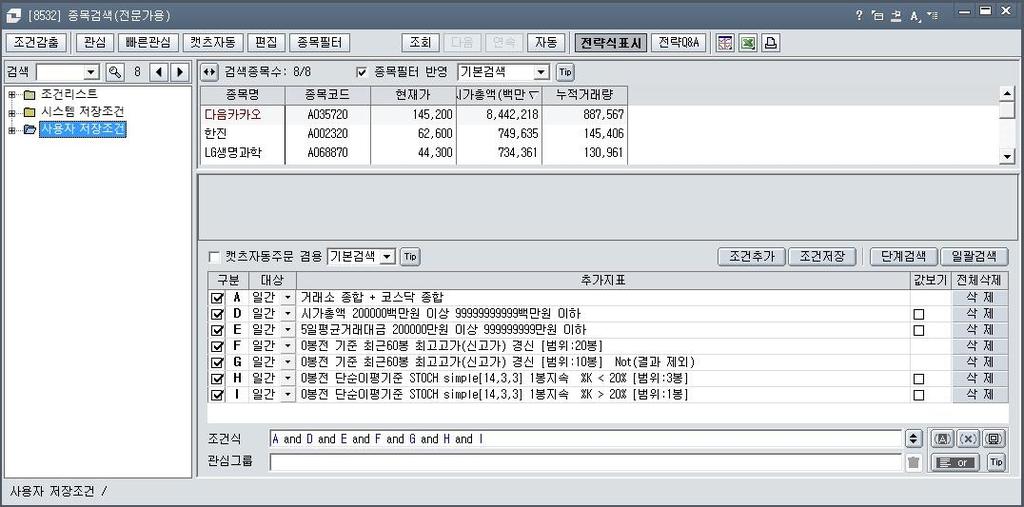 DAISHIN SECURITIES HTS 와의연동을위해신고가전략을표로작성하면 ( 그림 5)