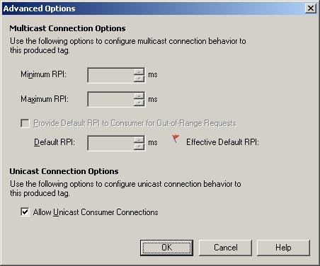 제 6 장 안전어플리케이션개발 5. 'Allow Unicast Consumer Connections ( 유니캐스트사용자연결허용 ) ' 의선택을해제해연결유형을변경하려면 Advanced ( 고급 ) 를클릭합니다. 6. OK ( 확인 ) 를클릭합니다. 안전태그데이터소비 다른컨트롤러에서생산한데이터를소비하려면다음단계를따르십시오. 1.