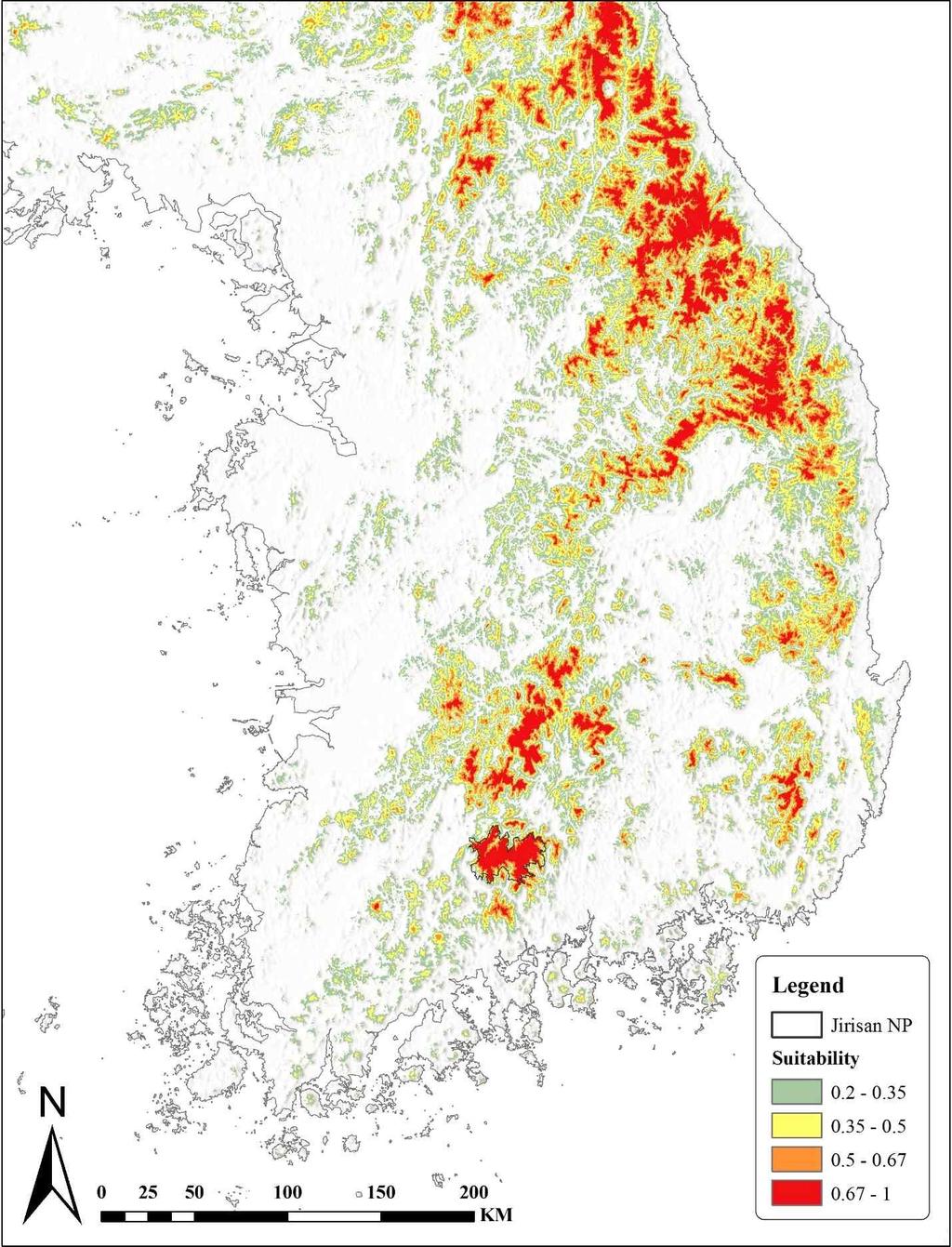 나. 지리산외부로의서식지확대및분산가능성 Resource Selection