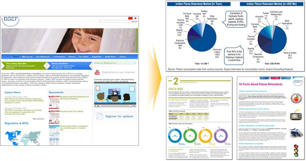 이를토대로, 97년브롬과학환경포럼 (BSEF) 를설립하여브롬현황을관리하고있다. BSEF는국제브롬생산업체들의판매량, 제품현황등의정보를제공하고, BFRs별사용용도에대한정보를제공하고있으며, BFRs과관련된대륙별국제규정, BFRs 함유제품폐기물관리현황등세계적인현황을담고있다.