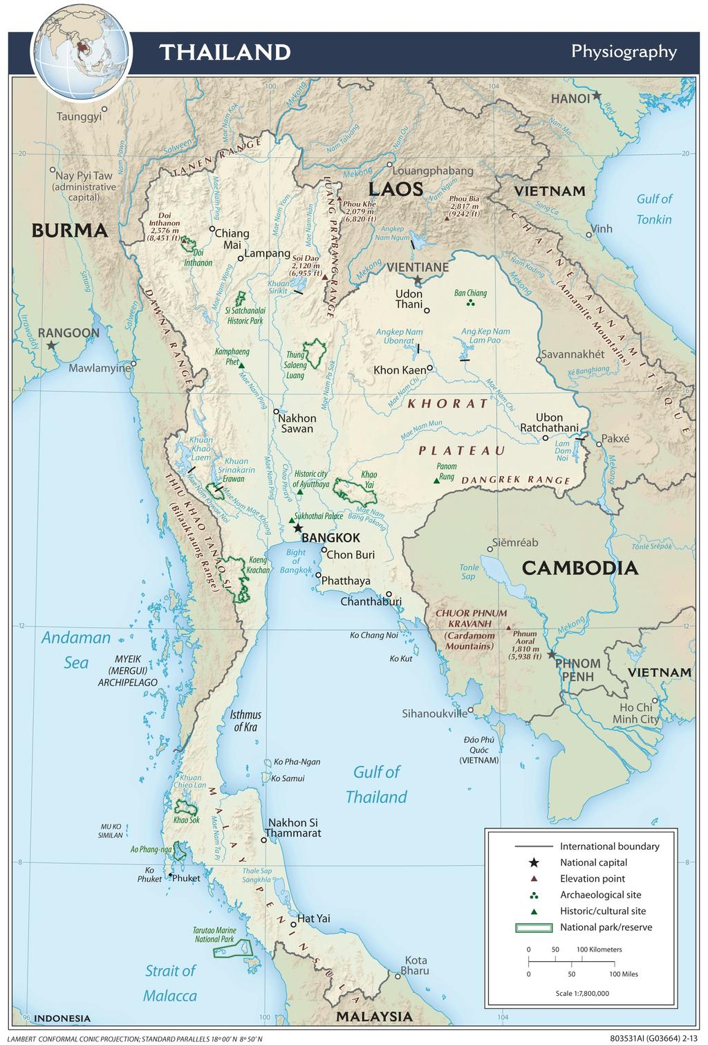 자료원: CIA Ⅰ. 국가 일반 1. 국가 개요 가. 일반 사항 국명 태국(The Kingdom of Thailand) 위치 동남아시아(북위 5.6~20.7도, 동경 97.3~105.7도) 면적 513,120 (한반도의 2.