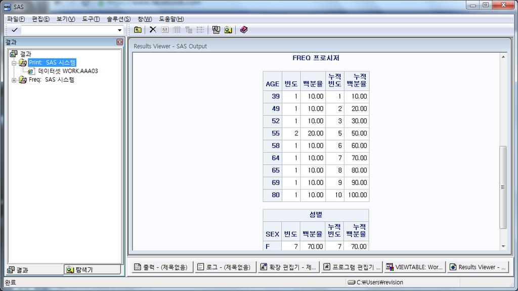 데이터특성에대한기초적확인 PROC FREQ 를사용하여필드별값별빈도수를확인