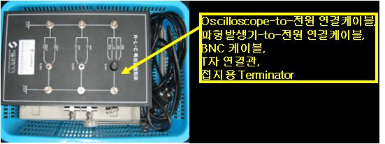 BNC 케이블 5 개 RLC 특성실험회로와 Oscilloscope 및파형발생기를연결한다.