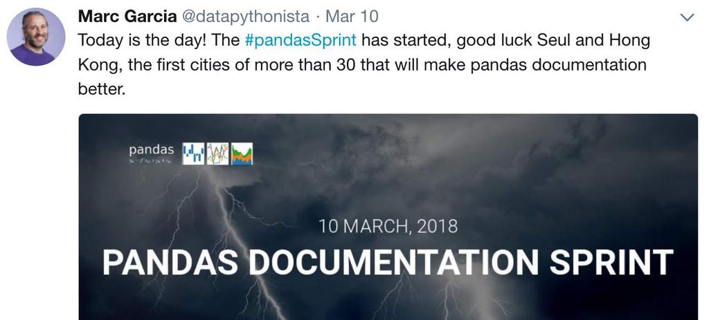 Worldwide pandas sprint 2018 2018 March 18 around 500 people in over 30