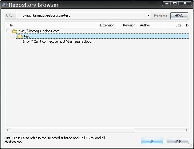 <Repo-Brow ser 실행 - 에러발생 > 위와같은에러메시지가표시되면처음단계부터설정을다시한번확인하자. 아무런에러메시지가없다면정상적으로설치된경 우이므로열심히 Check-out, commit, update 를반복하면된다. 4.