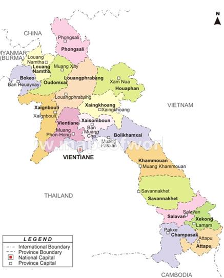 제 2 장라오스비엔티안일반현황및계획 9 자료 : http://www.mapsofworld.com/laos/laos-political-map.html (2015.7.