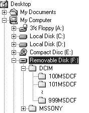 Memory Stick Windows Memory Stick ssss 0001 9999 Windows Me F 1 1 2 101MSDCF 3 101MSDCF DSC0ssss.