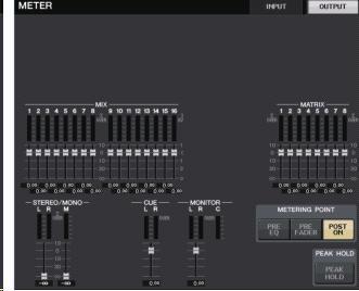 METER 화면을불러오면모든채널의입출력레벨을화면에표시하거나레벨미터의미터포인트 ( 레벨을검출하는위치 ) 를변경할수있습니다.