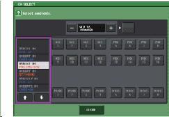 5 OUTPUT PATCH 버튼타입이이펙트인경우에는 L/R 의 2 개버튼, Flex15GEQ 인경우에는 A/B 의 2 개의버튼, 31BandGEQ 인경우에는 1 개의버튼만이표시됩니다. 이버튼을누르면랙의아웃풋에패치하는신호경로를선택하는 CH SELECT 화면이표시됩니다. 6 랙컨테이너랙의설정내용이표시됩니다.