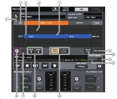 USB 메모리의오디오파일을재생 USB 메모리에저장된오디오파일을재생합니다. QL 시리즈본체에서녹음된파일이외에컴퓨터에서 USB 메모리에카피한파일도재생할수있습니다. 재생가능한파일포맷은 MP3(MPEG-1 Audio Layer-3), WMA (Windows Media Audio) 와 AAC (MPEG-4 AAC) 의 3 종류이며샘플링레이트는 44.