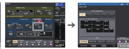 FADER START 의사용 MIDI/GPI 화면 (FADER START 페이지 ) GPI OUT 포트에접속한기기를페이더조절에연동시키는경우에는, FADER START 를설정합니다. 1.