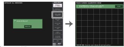 시작메뉴화면의 TOUCH SCREEN CALIBRATION 버튼을누른다. 3. TOUCH SCREEN CALIBRATION MODE 화면의 START 버튼을누른다. 4. 확인다이얼로그의 OK 버튼을눌러보정을시작한다. 5. 화면에표시되는십자커서위치에맞추어화면을누른다 ( 합계 3 회 ). 6. 부팅메뉴화면의 EXIT 버튼을누르고일반적인모드로기동한다.