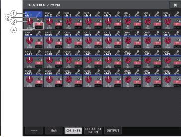 6 TO ST PAN/TO ST BALANCE 노브 INPUT 채널 (MONO) 에서는 STEREO 버스로보내는신호의좌우정위를조절하는 PAN 노브로서기능합니다. STEREO 채널에서는 PAN 노브로기능하는것외에 STEREO 버스로보내는좌우신호의음량밸런스를조절하는 BALANCE 노브로도기능합니다.