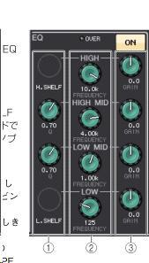 INPUT 채널 /MIX 채널이 LCR 모드일때에는 2 에 LCR 버튼이표시되며 STEREO/MONO 버스로보내는신호의온 / 오프를한꺼번에바꿀수있습니다 MATRIX 채널, STEREO 채널, MONO 채널을선택했을경우 1 BALANCE 노브선택채널의신호타입이스테레오일때에는 BALANCE 노브가표시되며좌우채널의음량밸런스를설정할수있습니다.