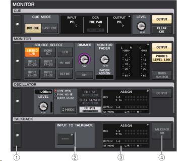 MONITOR 화면 MONITOR 화면의 TALKBACK 필드에서는토크백의설정상황을확인하거나토크백의온 / 오프를바꾸거나할수있습니다. TALKBACK 화면 TALKBACK 팝업표시버튼또는 ASSIGN 필드를눌러 TALKBACK 화면을표시합니다. 이화면에서는토크백의상세설정을할수있습니다.