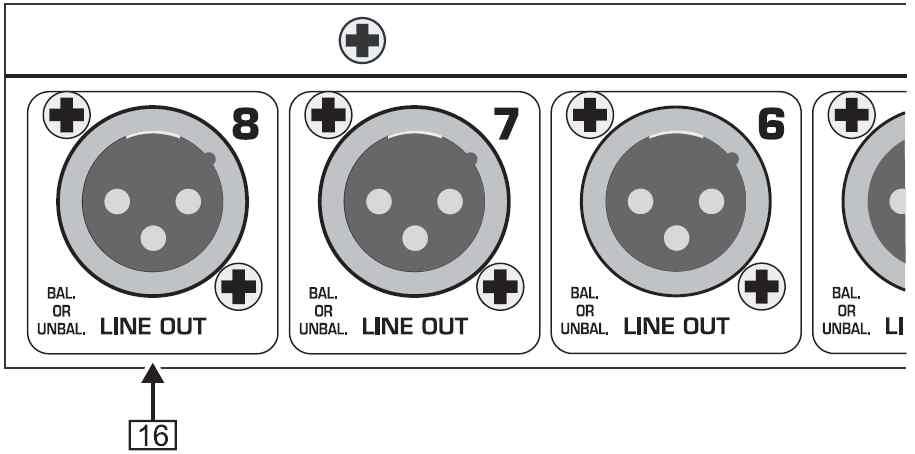 DIGITAL IN 의신호는 DIGITAL OUT 으로보낼수없습니다. 8 채널 DIGITAL IN 에 ADAT 장비를연결합니다. 신호는자동적으로 8 아날로그 LINE OUT 커넥터로보내집니다. WC IN 커넥터를사용하여장비를외부동기장치와연결합니다. BNC 커넥터만사용할 그림 2.4 : LINE OUT 커넥터 3.
