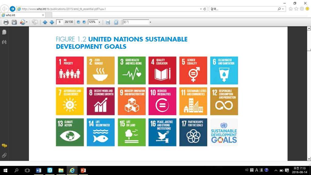 제 5 장. 세계보건기구 (World Health Organization, WHO) 의결핵관리목표및전략 제 1 절. WHO 의결핵퇴치전략 (End TB Strategy) 2014년제 67회세계보건기구총회에서 2015년이후 2035년까지 20년간의결핵예방, 치료및관리에대한목표와전략인 결핵퇴치전략 (End TB Strategy) 에대해발표하였다.