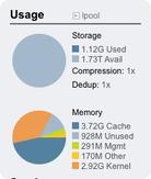 Dashboard Storage Usage.. Shares Storage. Memory. Analytics Memory. Used Avail.