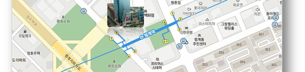 번출구로나온후우측 20m / 버스 광역 : 9503 직행 : 333, 3330, 1303,